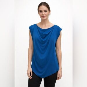Marciano Blue Draped Cowl Neck Blouse Sleeveless Elegant Top Women’s